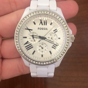 White Fossil Watch